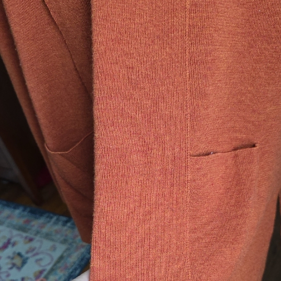 Women's Orange Open Front Sweater - Picture 3 of 11